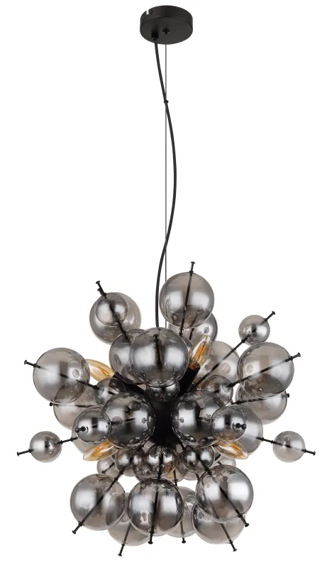 Udo Ø55 Couleur fumée suspension De Globo Lighting - Dess unika design imponerar med en rund form d&auml;r eleganta metallst&auml;nger sammanl&auml;nkas med dekorativa kulor i olika storlekar.