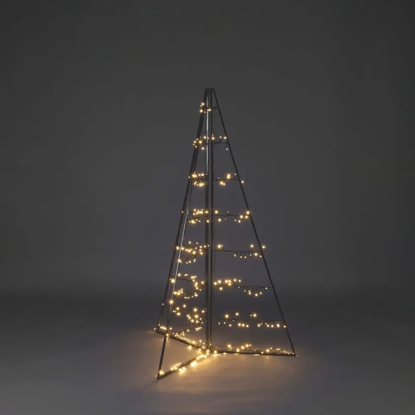 Décoration En Métal Pyramide 150cm Noir De Konstsmide - Avec 279 lumi&egrave;res LED ambr&eacute;es chaudes, il diffuse une lueur &eacute;l&eacute;gante et cr&eacute;e une atmosph&egrave;re magique.