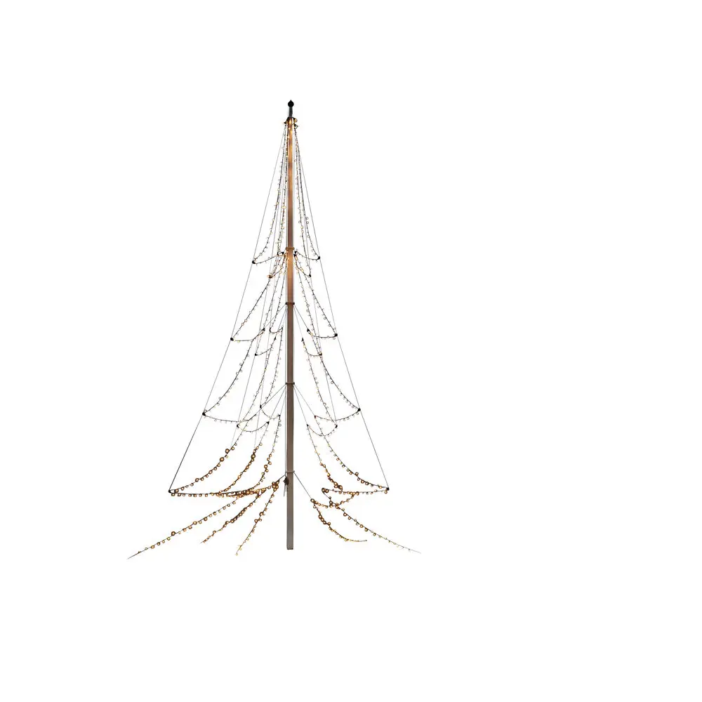 Éclairage Pour Mât De Drapeau amber 13m Noir De Konstsmide - Boucle de mât avec 5 boucles et 136 lumières LED ambrées en forme de sapin élégant.