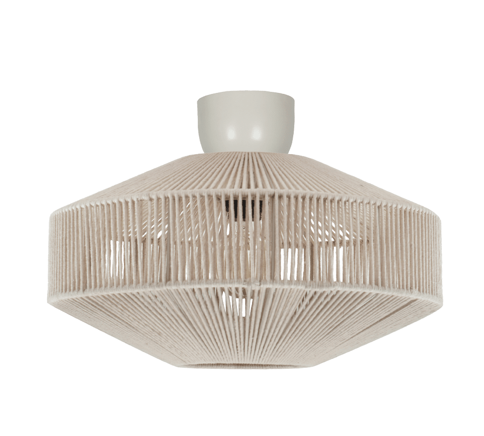 Svea Ø46 Beige plafonnier De Trio Lighting - Son abat-jour en coton soigneusement tiss&eacute; cr&eacute;e un magnifique jeu de lumi&egrave;re et conf&egrave;re &agrave; la pi&egrave;ce une ambiance chaleureuse et dynamique.