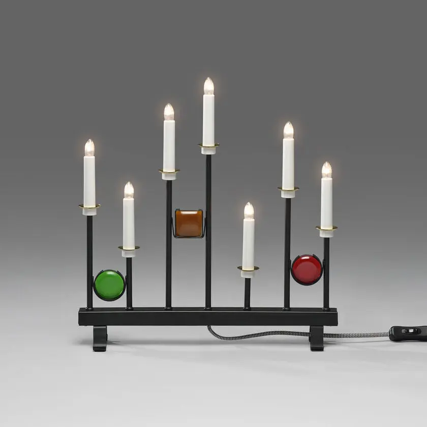 Candelabra 7 Lights Noir De Konstsmide - Offrez &agrave; votre maison une atmosph&egrave;re de No&euml;l unique et &eacute;l&eacute;gante avec ce bougeoir de l'Avent moderne en acier laqu&eacute; noir.