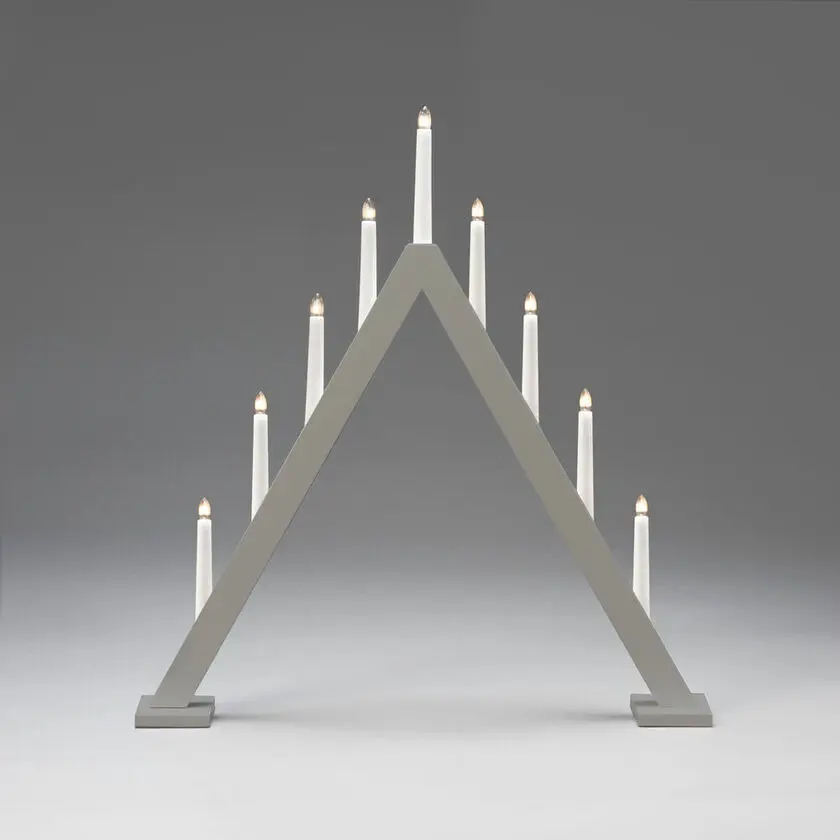 Candelabra 9 Lights Gris De Konstsmide - Cr&eacute;ez une ambiance de No&euml;l &eacute;l&eacute;gante et moderne avec cet &eacute;l&eacute;gant bougeoir de l'Avent en bois laqu&eacute; gris.