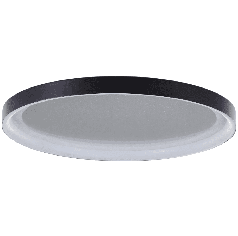 Quito Ø42 Noir plafonnier De Brilliant - Id&eacute;al pour les pi&egrave;ces basses de plafond, il est dot&eacute; d'un cadre noir qui entoure le panneau LED, qui diffuse une puissante lumi&egrave;re blanche et chaude.