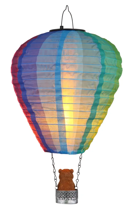 Balloon Multicolore lampe solaire De Globo Lighting - Skapa en lekfull k&auml;nsla i tr&auml;dg&aring;rden med Balloon, en solcellsdriven dekoration inspirerad av en luftballong med en bj&ouml;rn i korgen.