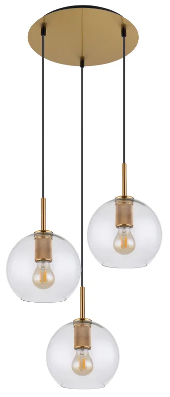 Adara Ø47 Or suspension De Globo Lighting - De tre glasgloberna h&auml;nger i justerbara rep och kan anpassas i h&ouml;jd upp till 1,2 meter, vilket ger flexibilitet i belysningen.