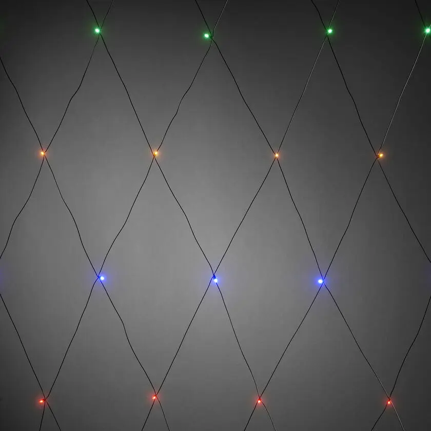 Filet Lumineux multi-colour 1,5m Multicolore De Konstsmide - Livr&eacute; avec c&acirc;ble de connexion noir de 10 m et transformateur.