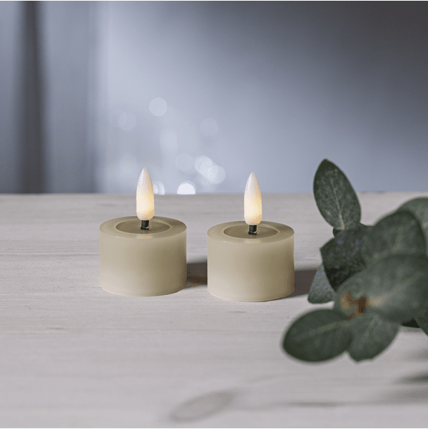 LED Bougie Chauffe-Plat Flamme Flow Beige De Star Trading - En mode minuterie, les lumi&egrave;res seront allum&eacute;es pendant 6 heures et &eacute;teintes pendant 18 heures (de mani&egrave;re r&eacute;p&eacute;t&eacute;e).