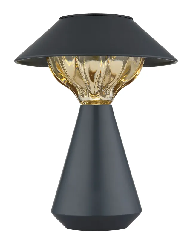 Cup LED Anthracite lampe solaire De Globo Lighting - Den diskreta designen sm&auml;lter in i alla milj&ouml;er och med IP44-klassning &auml;r den t&aring;lig mot v&auml;der och vind.