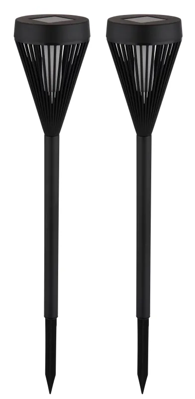 Fire Pack De 2 Noir lampe solaire De Globo Lighting - L'effet de lumi&egrave;re chaude et flamboyante cr&eacute;e une lueur vibrante et invitante le long des all&eacute;es, dans les parterres de fleurs ou sur la terrasse.