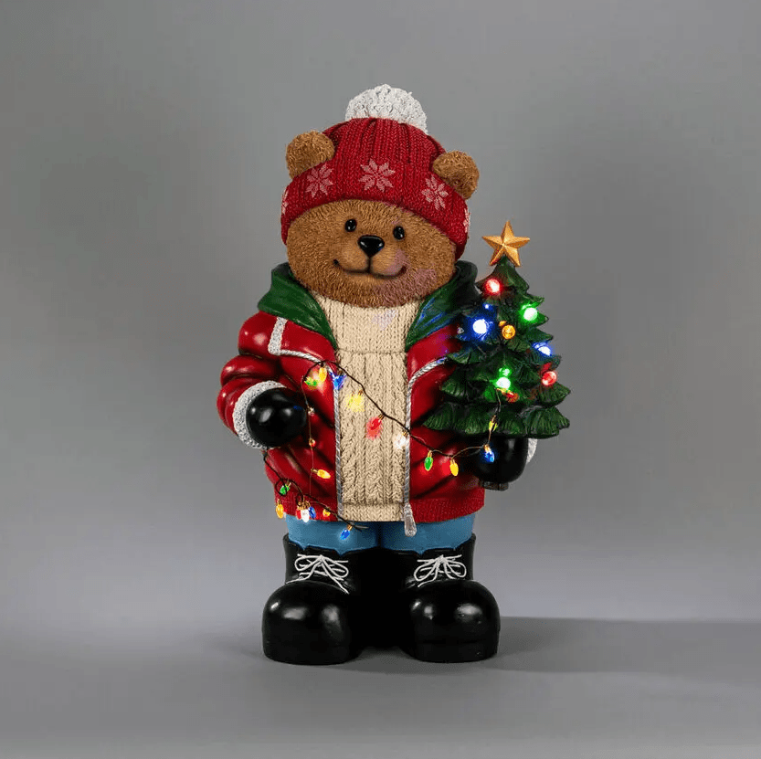 Grand Ours En Peluche 66cm Multicolore De Konstsmide - R&eacute;pandez l'esprit de No&euml;l avec cet adorable ours en peluche en v&ecirc;tements d'hiver !