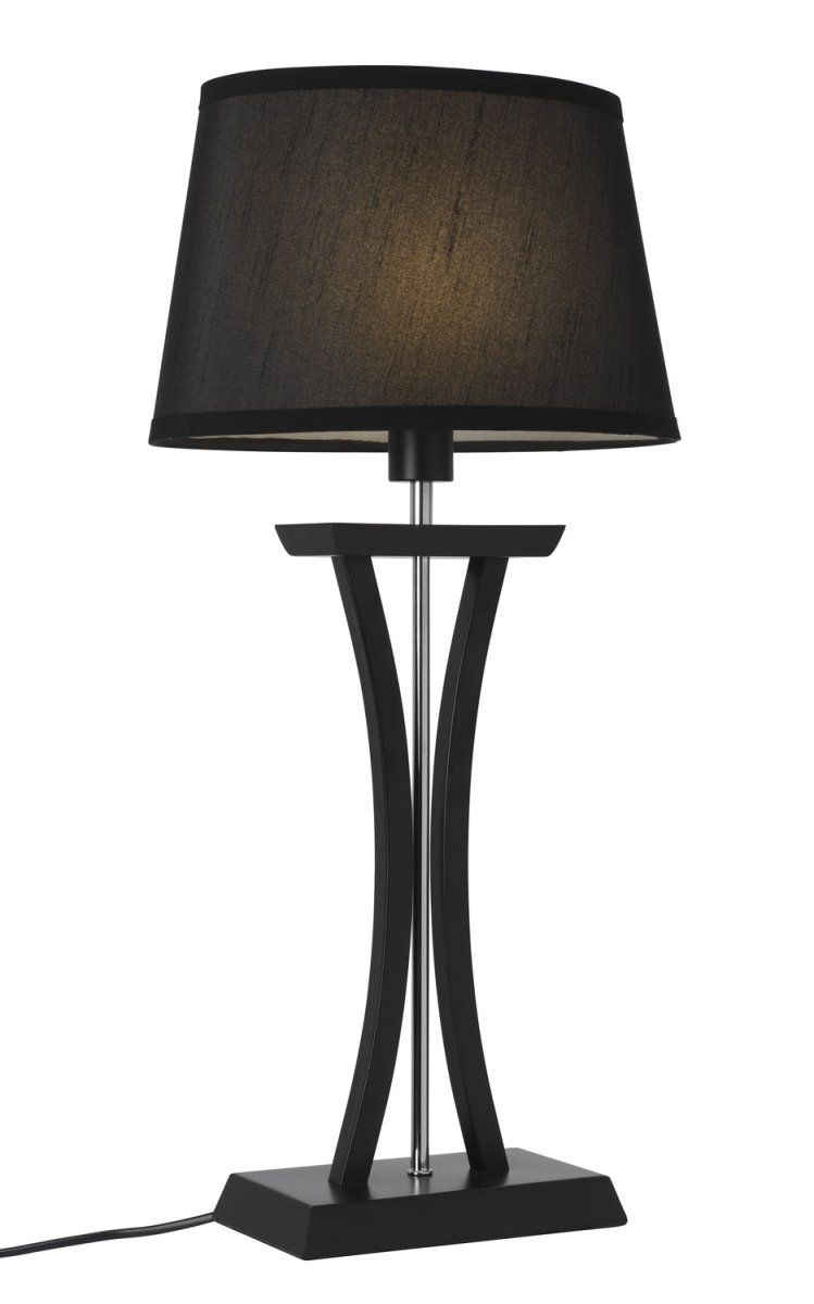 New Chelsea 60cm Noir lampe de table De Cottex - Nouvelle lampe de table Chelsea XL en bois noir&auml; avec des détails chromés et un élégant abat-jour ovale qui fournit un éclairage doux et agréable.