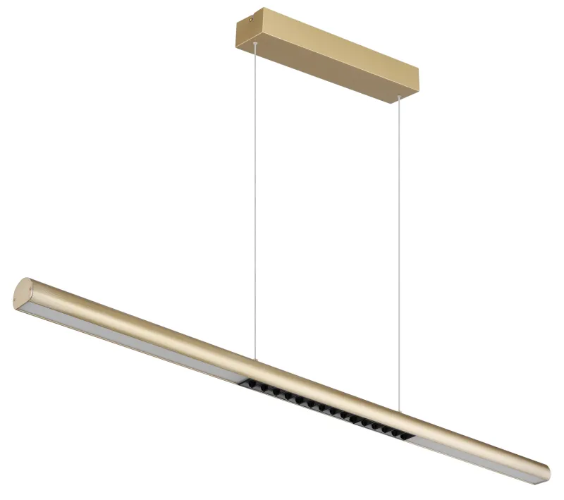 Cody 120cm Or suspension De Globo Lighting - Lampan &auml;r tillverkad av aluminium i en mattguld finish som ger ett elegant och tidl&ouml;st uttryck som smidigt sm&auml;lter in i olika inredningsstilar, perfekt f&ouml;r stora matbord eller k&ouml;ks&ouml;ar.