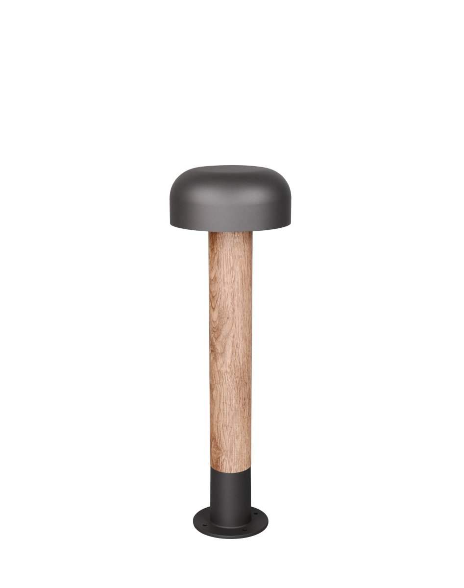 Fraser 54cm Imitation bois bornes De Trio Lighting - Fraser est fabriqu&eacute; en aluminium moul&eacute; et combine un minimalisme moderne avec des d&eacute;tails naturels.