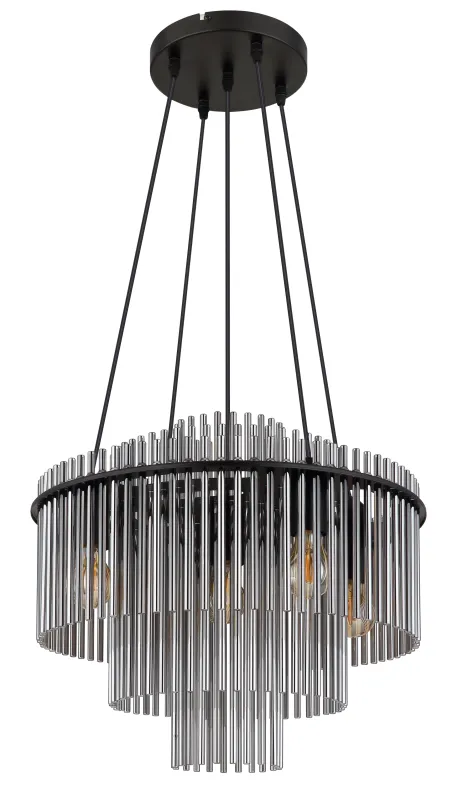 Gorley Ø50 Couleur fumée suspension De Globo Lighting - Med sin runda form och sk&auml;rm av r&ouml;kf&auml;rgade glasstavar skapar den en sofistikerad ljusbild och en st&auml;mningsfull atmosf&auml;r.