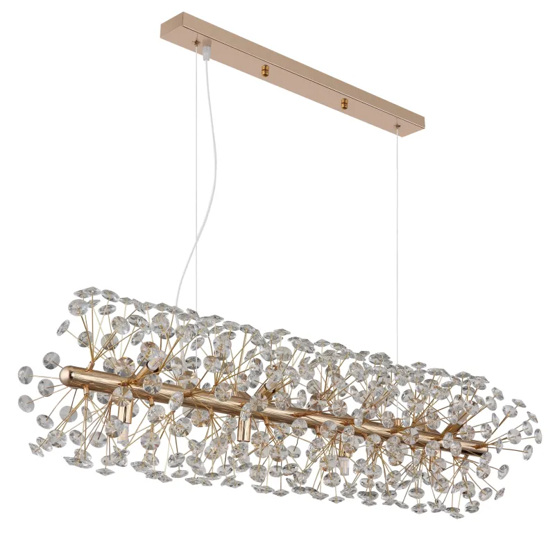 Katrina 90cm Or cristal De Globo Lighting - Katrina est un élégant lustre rectangulaire en cristal, fabriqué en métal doré et orné de cristaux K9 étincelants.