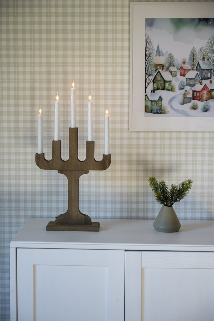 Candelabra 5 Lights Noyer De Konstsmide - Bougeoir en bois &eacute;l&eacute;gant&auml; avec une belle couleur noyer &ndash; Une d&eacute;coration classique et &eacute;l&eacute;gante pour les fen&ecirc;tres ou les tables.