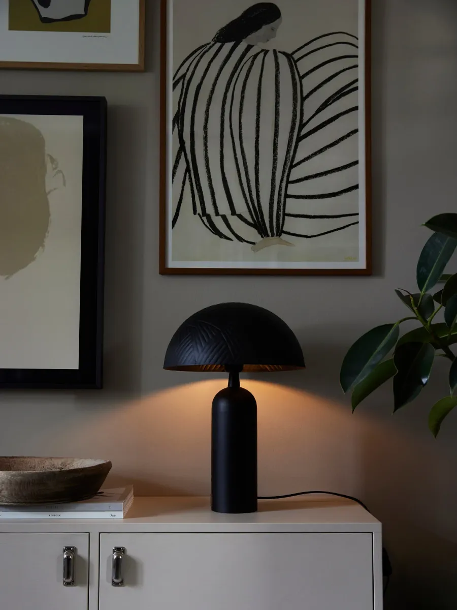 Carter 45cm Noir lampe de table De PR Home - La base de la lampe mesure 35 cm de haut et 10 cm de profondeur, câble en plastique noir 170 cm avec interrupteur d'alimentation environ.