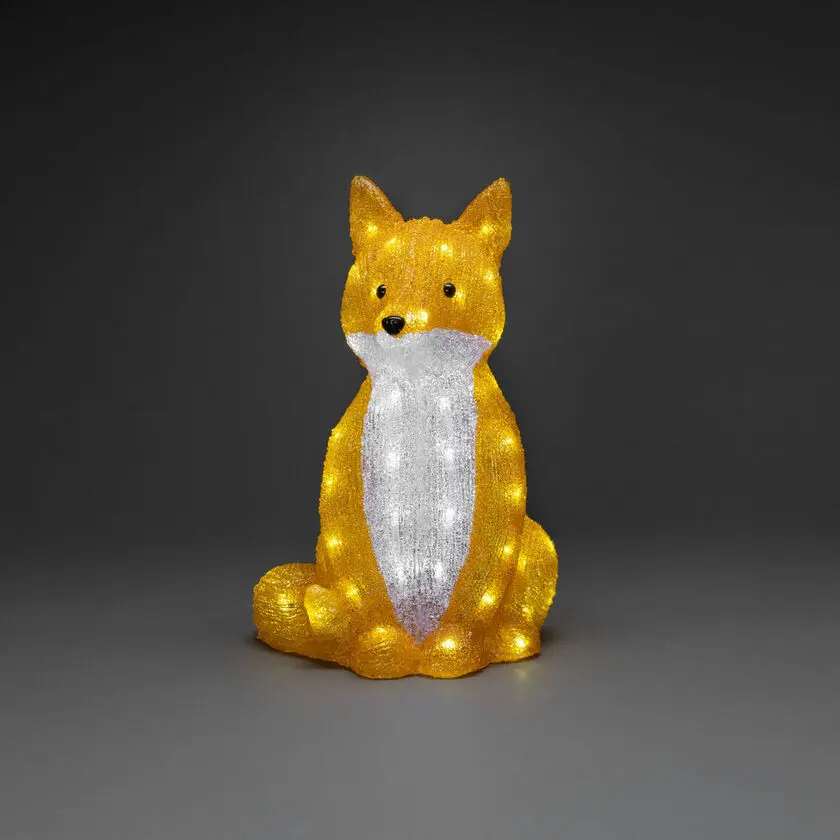 Renard En Acrylique Orange De Konstsmide - Avec un total de 64 lumi&egrave;res LED blanches, il cr&eacute;e une lueur claire et atmosph&eacute;rique.