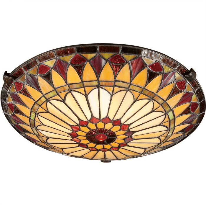 West End Ø42 Multicolore De Elstead Lighting - L'écran est assemblé à la main en utilisant la technologie traditionnelle de la feuille de cuivre, garantissant un design authentique et de haute qualité.