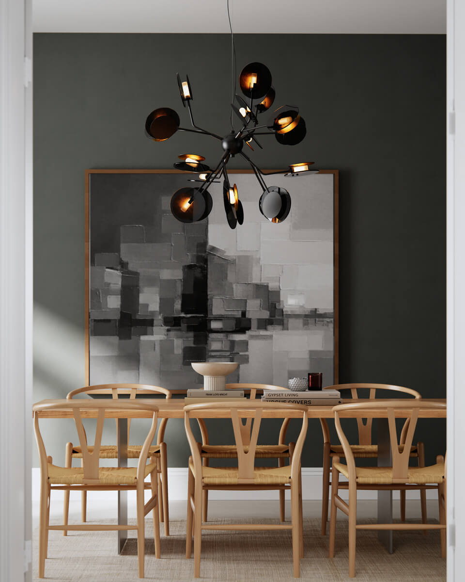 Turno Ø80 Noir suspension De By Rydéns - Ou pourquoi ne pas placer le plafonnier Turno au-dessus de la table à manger ou de la table basse ?