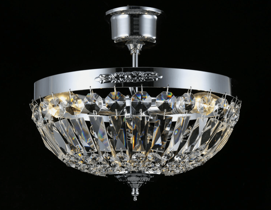 Rhea Ø35 Argent cristal De Norrsken Design - Rhea Chrome est un plafonnier sophistiqué avec une élégante finition chromée et décoré de prismes exclusifs en cristal K9 de classe 1 taillé à la main.