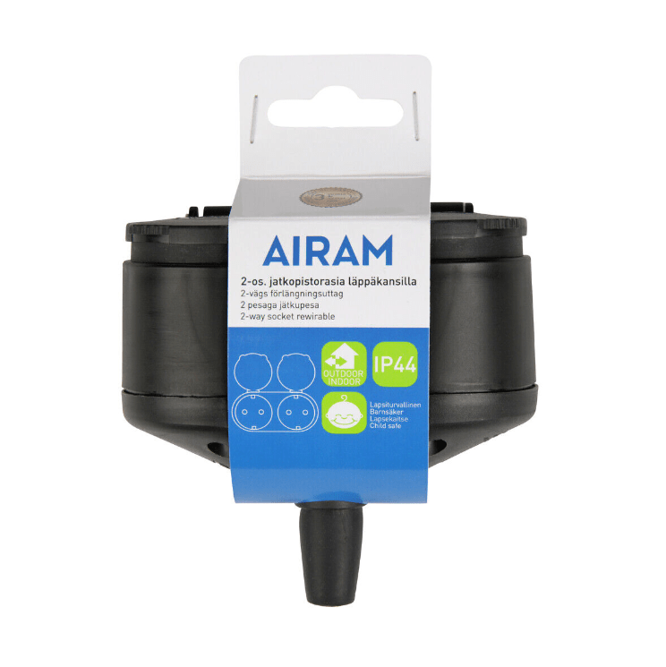 Prise Multiprise Extérieure À 2 Sorties De Airam - Multiprises pliables pour la connexion &agrave; de nouveaux appareils ext&eacute;rieurs.