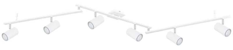 Robby 6 Blanc spot De Globo Lighting - Den best&aring;r av tre metallst&auml;nger, var och en utrustad med tv&aring; vridbara GU10-socklar med metallfinish.