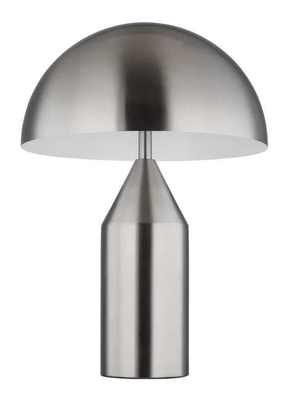Atoma 40cm Nickel lampe de table De Globo Lighting - Sk&auml;rmen i matt nickel och vitt skapar en harmonisk kontrast och ger en behaglig ljusspridning.