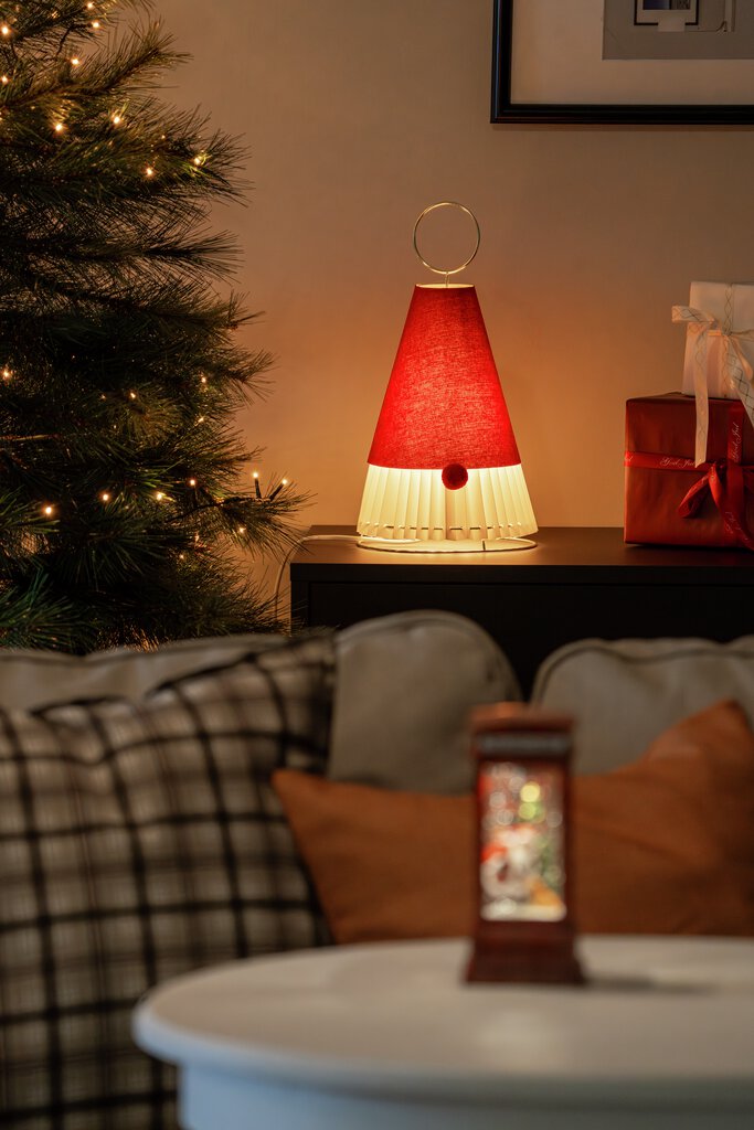 Père Noël en papier ROUGE De Konstsmide - D&eacute;coration enchanteresse en forme de gnome en papier &ndash; 36 cm de haut et pleine d&rsquo;esprit de No&euml;l !