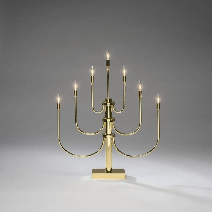Candelabra 7 Lights Laiton De Konstsmide - Le design &eacute;l&eacute;gant et classique avec sept lumi&egrave;res et des bras magnifiquement courb&eacute;s ajoute une touche luxueuse &agrave; votre maison.