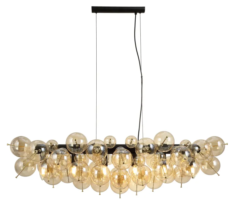Udo 120cm Ambre suspension De Globo Lighting - Den mattsvarta metallen ger lampan en sofistikerad och modern k&auml;nsla.