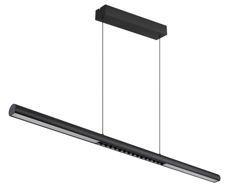 Cody 120cm Noir suspension De Globo Lighting - Lampan &auml;r tillverkad av aluminium i en mattsvart finish som ger ett elegant och tidl&ouml;st uttryck som smidigt sm&auml;lter in i olika inredningsstilar, perfekt f&ouml;r stora matbord eller k&ouml;ks&ouml;ar.