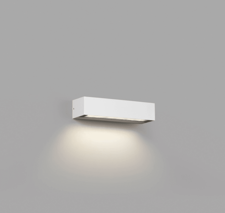Lako Blanc lampe d’extérieur De Faro Barcelona - LAKO est une applique murale pour &eacute;clairage ext&eacute;rieur en fonte d'aluminium et abat-jour en verre.