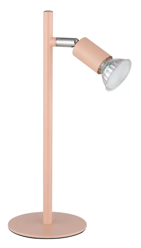 Matrix 30cm Orange lampe de bureau De Globo Lighting - Den runda basen och det raka metallr&ouml;ret i matt aprikos f&auml;rg ger ett modernt och elegant uttryck.