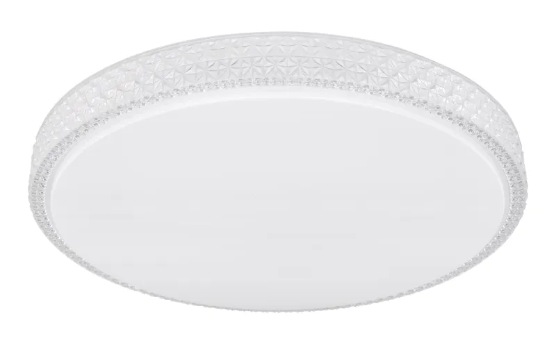 Ovi Ø60 Blanc plafonnier De Globo Lighting - Kombinationen av vit metall, glittrande dekordetaljer och klara plastkristaller g&ouml;r den till en riktig blickf&aring;ngare.