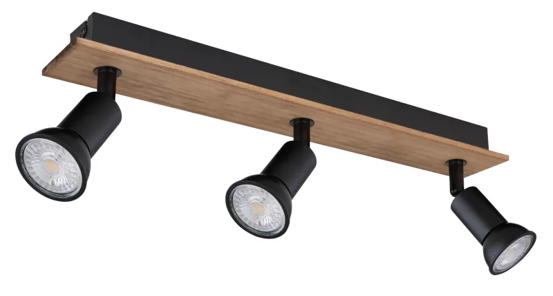 Drew 3 Nature spot De Globo Lighting - Drew &auml;r en stilren takspotlight som imponerar med sin design i svart metall och m&ouml;rkt tr&auml;.