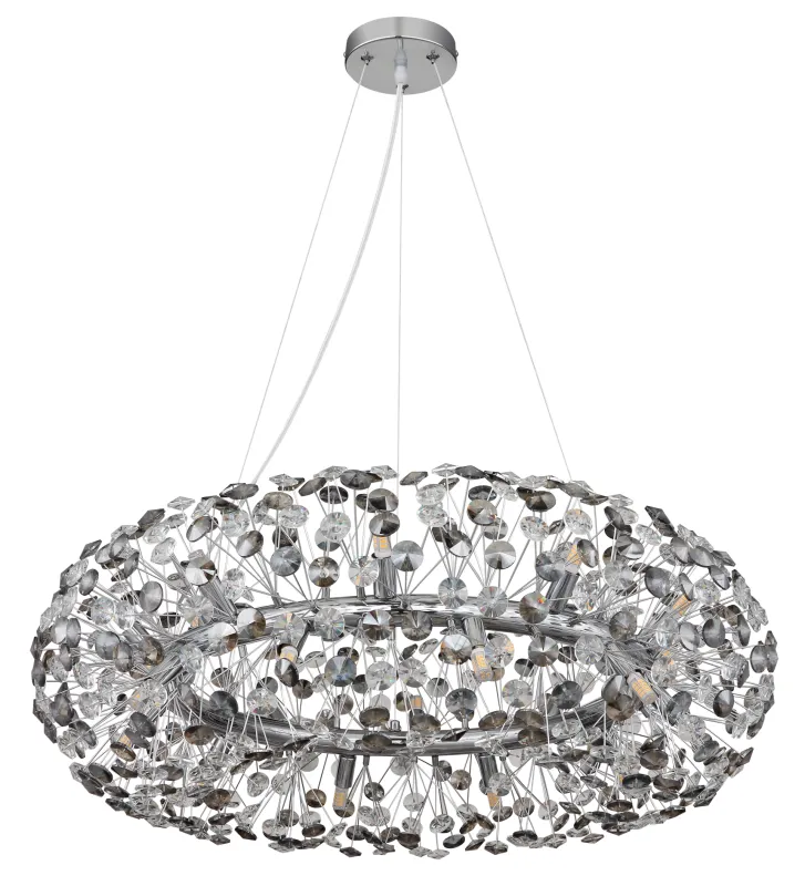 Katrina Ø80 Couleur fumée cristal De Globo Lighting - Katrina &auml;r en elegant rund kristallkrona i kromf&auml;rgad metall med gnistrande K9-kristaller som skapar en sofistikerad och lyxig atmosf&auml;r i ditt hem.