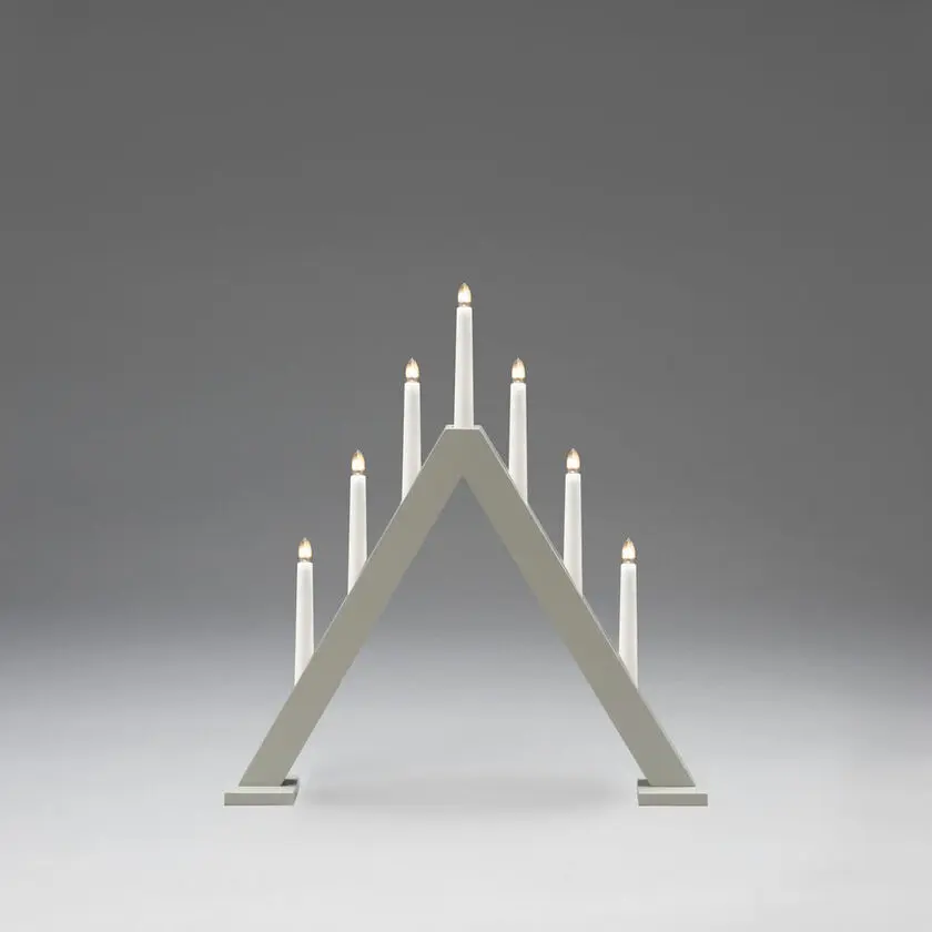 Candelabra 7 Lights Gris De Konstsmide - Cr&eacute;ez une ambiance de No&euml;l &eacute;l&eacute;gante et moderne avec cet &eacute;l&eacute;gant bougeoir de l'Avent en bois laqu&eacute; gris.