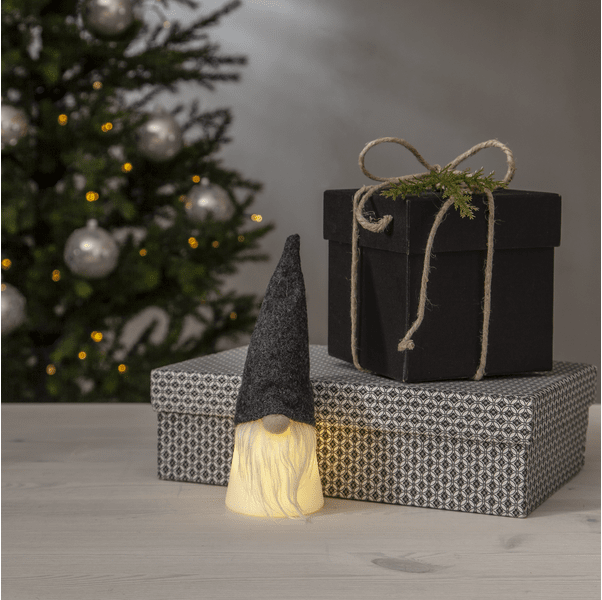 Joylight Père Noël Noir De Star Trading - Le P&egrave;re No&euml;l a une capuche en tissu noir qui brille magnifiquement sur son corps lorsqu'il la porte.