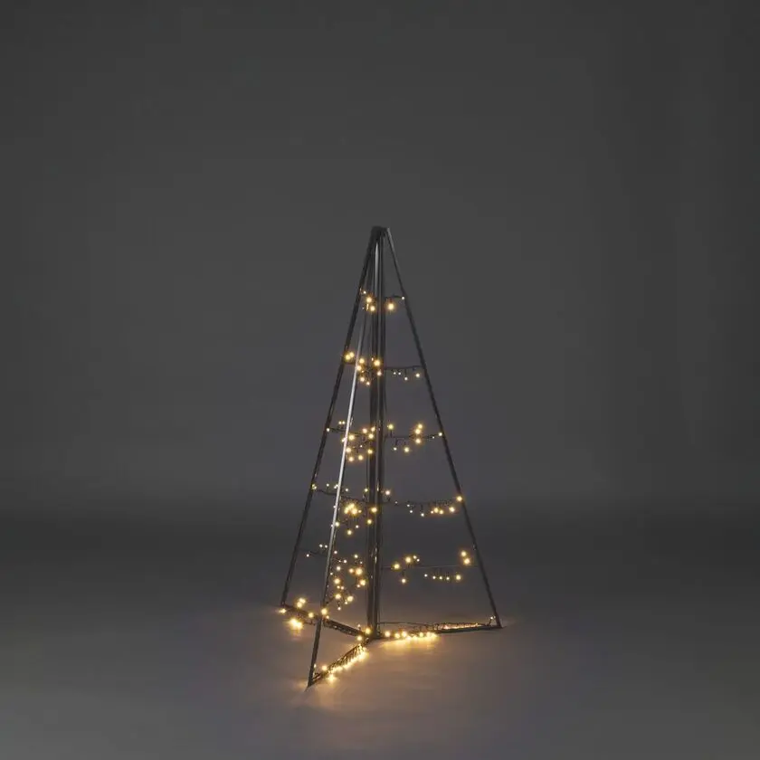 Décoration En Métal Pyramide 120cm Noir De Konstsmide - Avec 171 lumi&egrave;res LED ambr&eacute;es chaudes, il diffuse une lueur &eacute;l&eacute;gante et cr&eacute;e une atmosph&egrave;re magique.