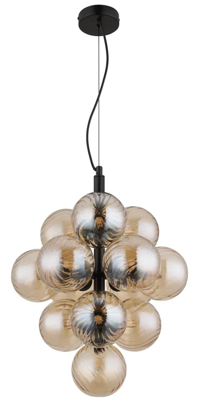 Conor Ø40 Ambre suspension De Globo Lighting - Den har 13st dekorativa ambertonade glaskupor som alla omfamnar en ljusk&auml;lla vilket skapar en fin och harmonisk ljusspridning i rummet.