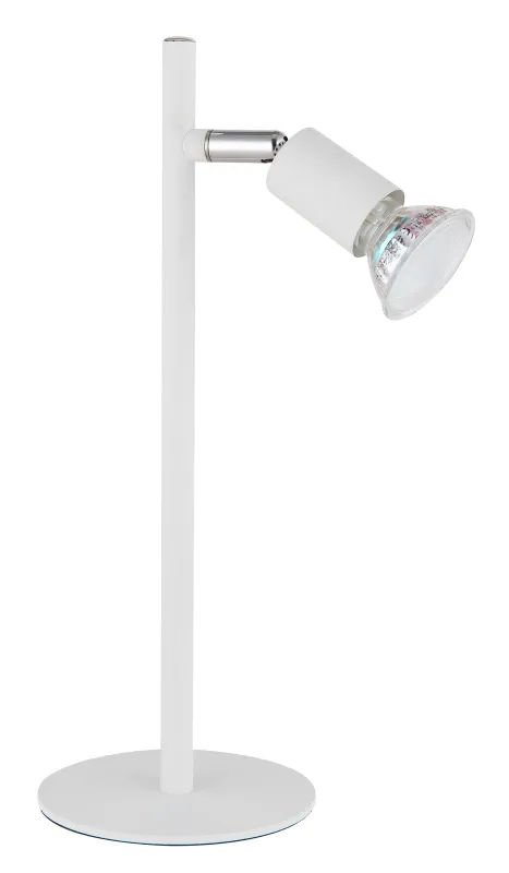 Matrix 30cm Blanc lampe de bureau De Globo Lighting - Den runda basen och det raka metallr&ouml;ret i mattvitt ger ett modernt och elegant uttryck.