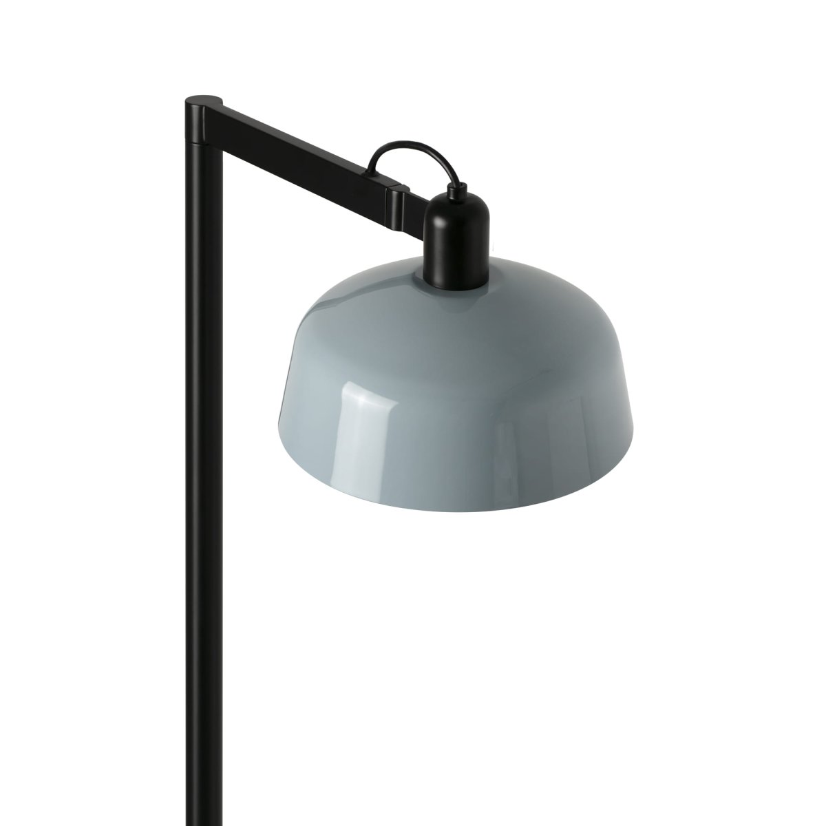 Tatawin Bleu grisâtre lampadaire De Faro Barcelona - Tatawin est un lampadaire &agrave; la structure noire et &agrave; l'abat-jour en m&eacute;tal gris qui diffuse une lumi&egrave;re concentr&eacute;e.
