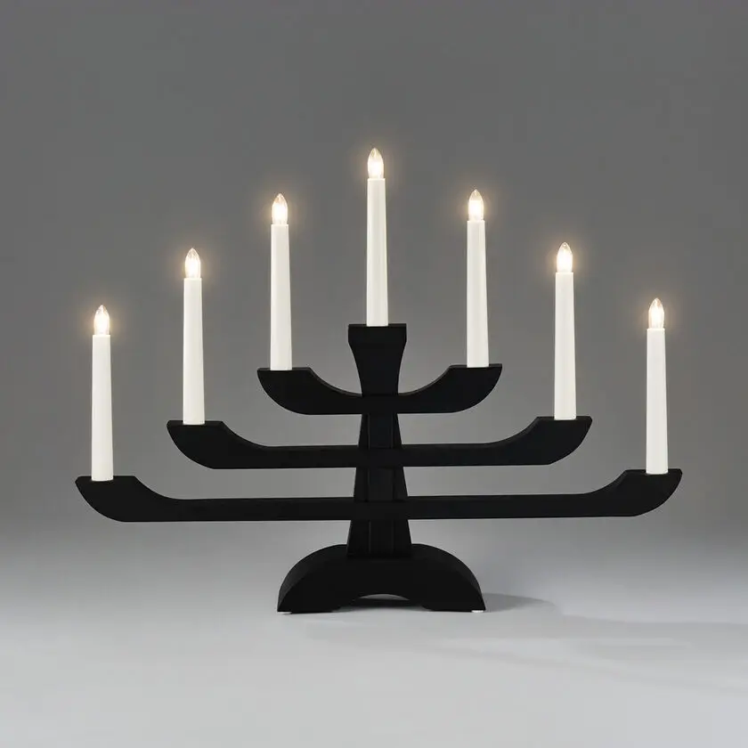 Candelabra 7 Lights Noir De Konstsmide - Livr&eacute; avec un c&acirc;ble blanc de 1,7 m, un interrupteur d'alimentation et une prise.