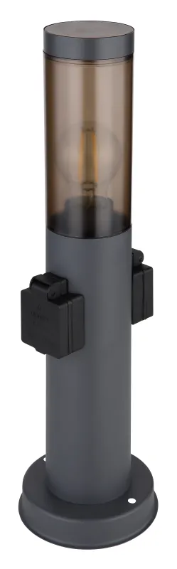 Boston 45cm Anthracite bornes De Globo Lighting - Tillverkad i rostfritt st&aring;l med en r&ouml;kf&auml;rgad plastsk&auml;rm ger den ett mjukt och behagligt ljus.