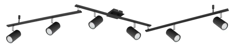 Robby 6 Noir spot De Globo Lighting - Den best&aring;r av tre metallst&auml;nger, var och en utrustad med tv&aring; vridbara GU10-socklar med metallfinish.