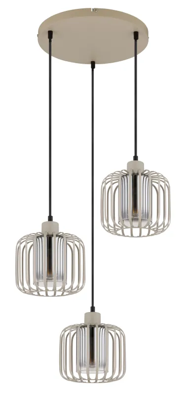 Alfred Ø44 Sable suspension De Globo Lighting - Den &auml;r tillverkad av sandf&auml;rgad matt metall och har mjukt rundade metalln&auml;tssk&auml;rmar med en inre glascylinder, som skapar ett elegant och luftigt uttryck.