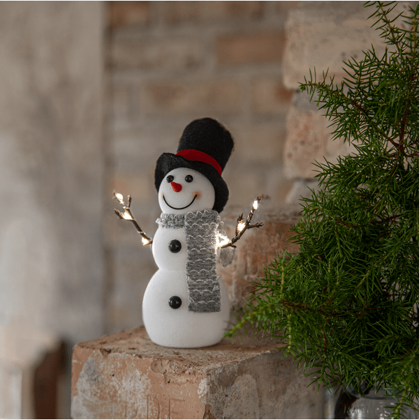 Joylight Bonhomme De Neige Blanc De Star Trading - Un petit bonhomme de neige douillet qui r&eacute;pand la chaleur et l'esprit de No&euml;l dans la maison.