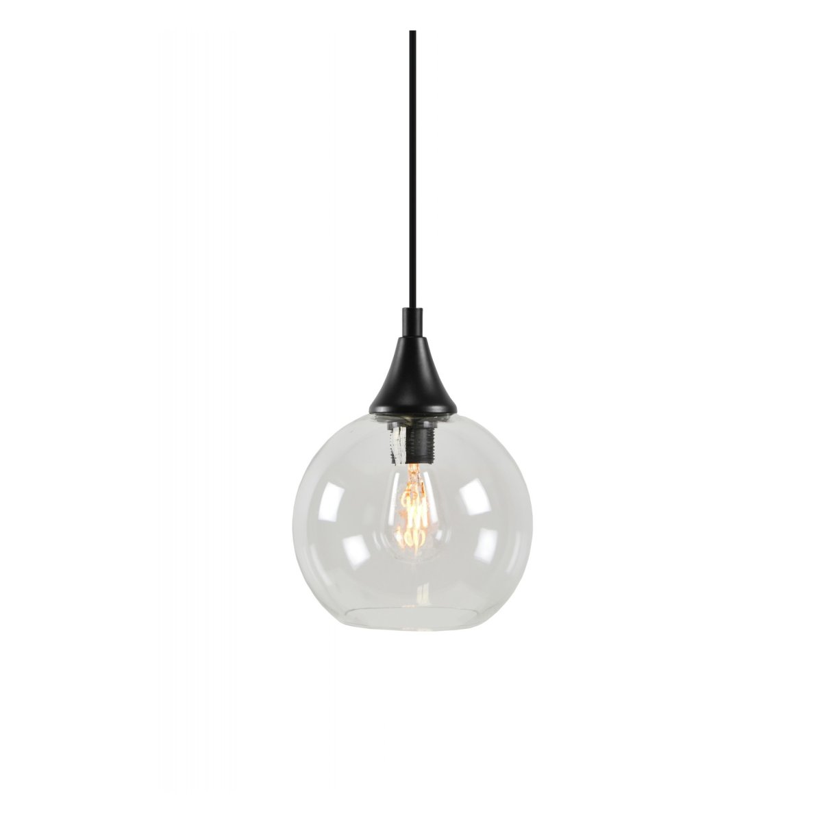 Bowl Ø15 Transparent lampe de fenêtre De Globen Lighting - Petite et &eacute;l&eacute;gante suspension en verre avec d&eacute;tails en m&eacute;tal noir.
