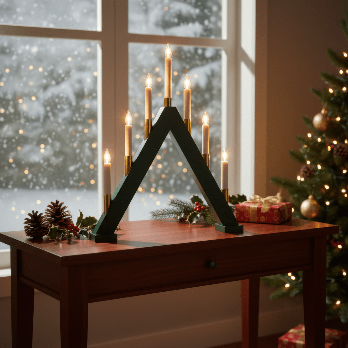 Hilda 7 vert foncé De Pixie Design - Hilda trouve parfaitement sa place sur une fen&ecirc;tre et diffuse une lumi&egrave;re douce et tamis&eacute;e pendant l'Avent et No&euml;l.